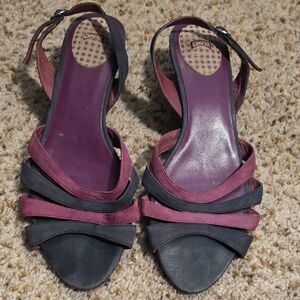 Camper Women's Strappy Black and Burgundy Sandals